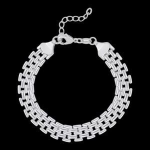 And Now This Silver Plated Brass Watch Band Link Bracelet, NWT